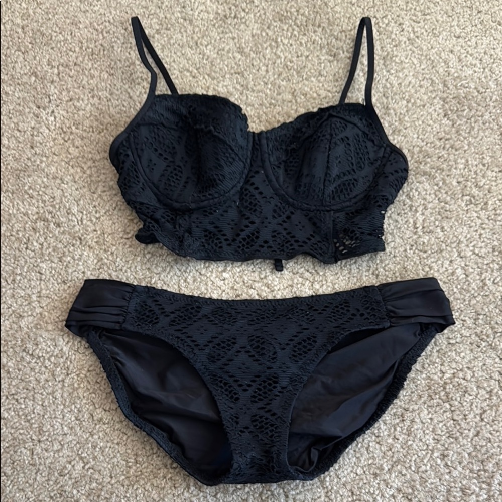BECCA Black Balconette Bikini Set